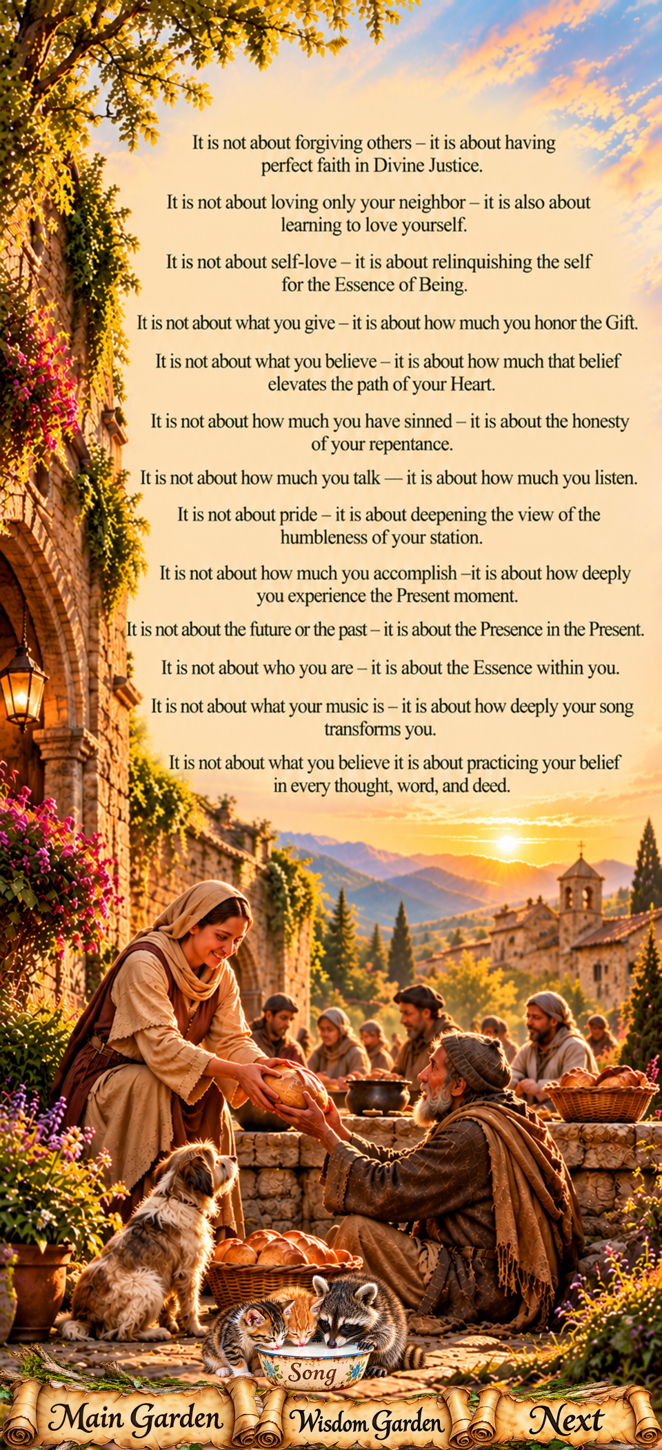The Journey, Page Two, continuing reflections on Divine Justice, Love, humility, the Essence of Being, and living in the Present.